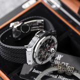 Đồng Hồ Hublot Big Bang 44mm Rep 1:1 Chế Tác Vỏ Bạc Niềng Đính Đá 2 Hàng Mặt Đen Dây Cao Su 301.SX.130.RX.114