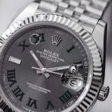 Đồng Hồ Rolex Datejust 41mm 126334-0022 Rep 1:1 Chế Tác Vỏ Bạc Mặt Xám Cọc Số La Mã Xanh Dây Kim Loại