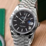 Đồng Hồ Rolex Datejust 41mm 126334-0018 Rep 1:1 Chế Tác Vỏ Bạc Mặt Đen Cọc Số Vạch Dây Kim Loại