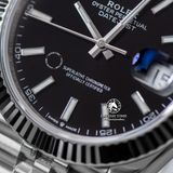 Đồng Hồ Rolex Datejust 41mm 126334-0018 Rep 1:1 Chế Tác Vỏ Bạc Mặt Đen Cọc Số Vạch Dây Kim Loại