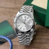Đồng Hồ Rolex Datejust 41mm 126334-0004 Rep 1:1 Chế Tác Vỏ Bạc Mặt Bạc Cọc Số Vạch Dây Kim Loại