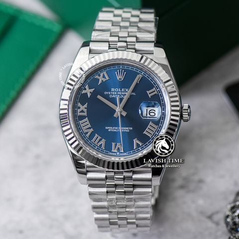 Đồng Hồ Rolex Datejust 41mm 126334-0026 Rep 1:1 Chế Tác Vỏ Bạc Mặt Xanh Cọc Số La Mã Dây Kim Loại Jubilee