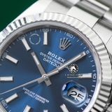 Đồng Hồ Rolex Datejust 41mm 126334-0001 Rep 1:1 Chế Tác Vỏ Bạc Mặt Xanh Dương Cọc Số Vạch Dây Kim Loại Oyster