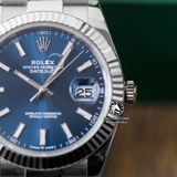 Đồng Hồ Rolex Datejust 41mm 126334-0001 Rep 1:1 Chế Tác Vỏ Bạc Mặt Xanh Dương Cọc Số Vạch Dây Kim Loại Oyster