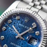 Đồng Hồ Rolex Datejust 36mm 116234-0123 Rep 1:1 Chế Tác Vỏ Bạc Mặt Vi Tính Xanh Dương Cọc Số Đính Đá Dây Kim Loại Jubilee