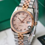 Đồng Hồ Rolex Datejust 36mm 116231-0058 Rep 1:1 Chế Tác Vỏ Demi Bọc Vàng Mặt Vi Tính Hồng Cọc Số Đính Đá Dây Kim Loại Jubilee