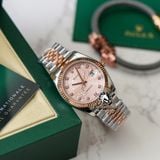 Đồng Hồ Rolex Datejust 36mm 116231-0058 Rep 1:1 Chế Tác Vỏ Demi Bọc Vàng Mặt Vi Tính Hồng Cọc Số Đính Đá Dây Kim Loại Jubilee