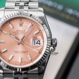 Đồng Hồ Rolex Datejust 36mm 116234-0108 Rep 1:1 Chế Tác Vỏ Bạc Mặt Hồng Cọc Số Vạch Dây Kim Loại Jubilee