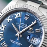 Đồng Hồ Rolex Datejust 41mm 126334-0025 Rep 1:1 Chế Tác Vỏ Bạc Mặt Xanh Dương Cọc Số La Mã Dây Kim Loại Oyster