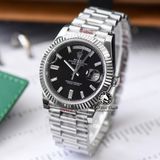 Đồng Hồ Rolex Day-Date 40mm 228239-005 Rep 1:1 Chế Tác Vỏ Bạc Mặt Đen Cọc Số Đính Đá Trọng Lượng 168 Gram Dây Kim Loại