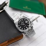 Đồng Hồ Rolex Day-Date 40mm 228239-005 Rep 1:1 Chế Tác Vỏ Bạc Mặt Đen Cọc Số Đính Đá Trọng Lượng 168 Gram Dây Kim Loại