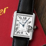 Đồng Hồ Cartier Tank Must WSTA0040 Rep 1:1 Chế Tác Vỏ Bạc Mặt Trắng Dây Da