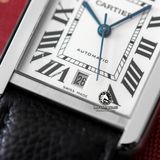 Đồng Hồ Cartier Tank Must WSTA0040 Rep 1:1 Chế Tác Vỏ Bạc Mặt Trắng Dây Da