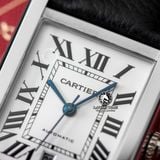 Đồng Hồ Cartier Tank Must WSTA0040 Rep 1:1 Chế Tác Vỏ Bạc Mặt Trắng Dây Da