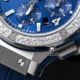 Đồng Hồ Hublot Big Bang Rep 1:1 Chế Tác Vỏ Bạc Niềng Đính Đá Mặt Số Xanh Dương 341.SX.7170.LR.1204