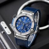 Đồng Hồ Hublot Big Bang Rep 1:1 Chế Tác Vỏ Bạc Niềng Đính Đá Mặt Số Xanh Dương 341.SX.7170.LR.1204