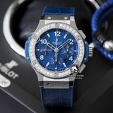 Đồng Hồ Hublot Big Bang Rep 1:1 Chế Tác Vỏ Bạc Niềng Đính Đá Mặt Số Xanh Dương 341.SX.7170.LR.1204