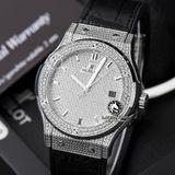 Đồng Hồ Hublot Classic Fusion 42mm Rep 1:1 Chế Tác Vỏ Bạc Và Mặt Số Đính Đá Pave 542.NX.9010.LR.1704