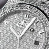 Đồng Hồ Hublot Classic Fusion 42mm Rep 1:1 Chế Tác Vỏ Bạc Và Mặt Số Đính Đá Pave 542.NX.9010.LR.1704