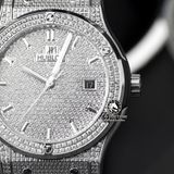Đồng Hồ Hublot Classic Fusion 42mm Rep 1:1 Chế Tác Vỏ Bạc Và Mặt Số Đính Đá Pave 542.NX.9010.LR.1704