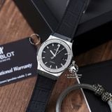 Đồng Hồ Hublot Classic Fusion 42mm Rep 1:1 Chế Tác Vỏ Bạc Niềng Đính Đá Mặt Số Đen 542.NX.1171.LR