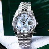 Đồng Hồ Rolex Datejust 41mm 126334-0020 Rep 1:1 Chế Tác Vỏ Bạc Mặt Xà Cừ Trắng Cọc Số Đính Đá Dây Kim Loại