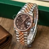 Đồng Hồ Rolex Datejust 36mm 126231 Rep 1:1 Chế Tác Vỏ Demi Bọc Vàng Mặt Nâu Chocolate Cọc Số Đính Đá Dây Kim Loại Jubilee