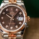 Đồng Hồ Rolex Datejust 36mm 126231 Rep 1:1 Chế Tác Vỏ Demi Bọc Vàng Mặt Nâu Chocolate Cọc Số Đính Đá Dây Kim Loại Jubilee