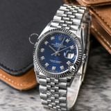 Đồng Hồ Rolex Datejust 36mm 126234 Rep 1:1 Chế Tác Vỏ Bạc Mặt Gấp Nếp Xanh Dương Cọc Số Đính Đá Dây Kim Loại Jubilee