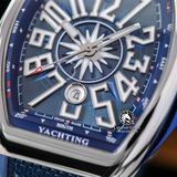 Đồng Hồ Franck Muller Vanguard Yachting V45 Rep 1:1 Chế Tác Vỏ Bạc Mặt Xanh Cọc Số Trắng Dây Vải Nato