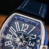 Đồng Hồ Franck Muller Vanguard Yachting V45 Rep 1:1 Chế Tác Vỏ Bạc Mặt Xanh Cọc Số Trắng Dây Vải Nato