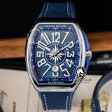 Đồng Hồ Franck Muller Vanguard Yachting V45 Rep 1:1 Chế Tác Vỏ Bạc Mặt Xanh Cọc Số Trắng Dây Vải Nato