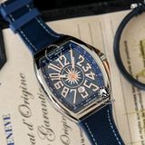 Đồng Hồ Franck Muller Vanguard Yachting V45 Rep 1:1 Chế Tác Vỏ Bạc Mặt Xanh Cọc Số Vàng Dây Vải Nato