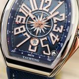 Đồng Hồ Franck Muller Vanguard Yachting V45 Rep 1:1 Chế Tác Vỏ Bạc Mặt Xanh Cọc Số Vàng Dây Vải Nato