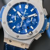 Đồng Hồ Hublot Big Bang 44mm Rep 1:1 Chế Tác Vỏ Bạc Mặt Xanh Dương Dây Da Dây Cá Sấu 301.SX.7170.LR