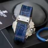 Đồng Hồ Hublot Big Bang 44mm Rep 1:1 Chế Tác Vỏ Bạc Mặt Xanh Dương Dây Da Dây Cá Sấu 301.SX.7170.LR