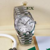 Đồng Hồ Rolex Day-Date 40mm 228239-0003 Rep 1:1 Cao Cấp Vỏ Bạc Mặt Xám Cọc Số Đính Đá Baguette Dây Kim Loại