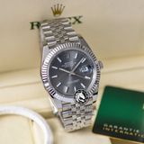 Đồng Hồ Rolex Datejust 41mm 126334-0014 Rep 1:1 Chế Tác Vỏ Bạc Mặt Xám Cọc Số Vạch Dây Kim Loại Jubilee