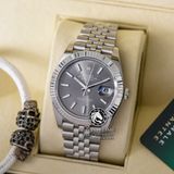 Đồng Hồ Rolex Datejust 41mm 126334-0014 Rep 1:1 Chế Tác Vỏ Bạc Mặt Xám Cọc Số Vạch Dây Kim Loại Jubilee