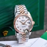 Đồng Hồ Rolex Datejust 41mm 126331-0014 Rep 1:1 Cao Cấp Vỏ Demi Vàng Hồng Mặt Xà Cừ Trắng Cọc Số Đính Đá Dây Kim Loại Jubilee