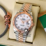 Đồng Hồ Rolex Datejust 41mm 126331-0014 Rep 1:1 Cao Cấp Vỏ Demi Vàng Hồng Mặt Xà Cừ Trắng Cọc Số Đính Đá Dây Kim Loại Jubilee
