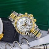 Đồng Hồ Rolex Cosmograph Daytona 116503-0007 Rep 1:1 Cao Cấp Vỏ Demi Vàng Kim Mặt Xà Cừ Trắng Dây Kim Loại