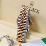 Đồng Hồ Rolex Datejust 31mm 278381RBR Rep 1:1 Chế Tác Vỏ Vàng Hồng Niềng Bezel Đính Đá Mặt Xám Bạc Cọc Số Đính Đá Dây Kim Loại