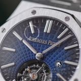 Đồng Hồ Audemars Piguet Royal Oak Flying Tourbillon 26530ST.OO.1220ST.01 Rep 1:1 Chế Tác Vỏ Bạc Mặt Xanh Dây Kim Loại