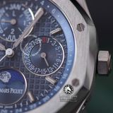 Đồng Hồ Audemars Piguet Royal Oak Perpetual Calendar 26574ST.OO.1220ST.02 Rep 1:1 Chế Tác Vỏ Bạc Mặt Xanh Dây Kim Loại