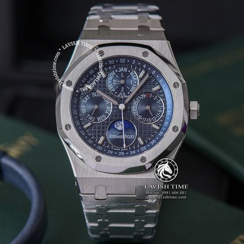 Đồng Hồ Audemars Piguet Royal Oak Perpetual Calendar 26574ST.OO.1220ST.02 Rep 1:1 Chế Tác Vỏ Bạc Mặt Xanh Dây Kim Loại