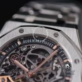 Đồng Hồ Audemars Piguet Royal Oak Skeleton 15407ST.OO.1220ST.01 Rep 1:1 Chế Tác Vỏ Bạc Mặt Lộ Cơ Dây Kim Loại