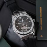 Đồng Hồ Audemars Piguet Royal Oak Extra-Thin Tourbillon 26510PT.OO.1220PT.01 Rep 1:1 Chế Tác Vỏ Bạc Mặt Đen Dây Cao Su