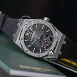 Đồng Hồ Audemars Piguet Royal Oak Extra-Thin Tourbillon 26510PT.OO.1220PT.01 Rep 1:1 Chế Tác Vỏ Bạc Mặt Đen Dây Cao Su