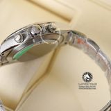 Đồng Hồ Rolex Cosmograph Daytona Rainbow 116599RBOW Rep 1:1 Cao Cấp Vỏ Bạc Niềng Bezel Đính Ruby Cầu Vồng Mặt Đen Dây Kim Loại